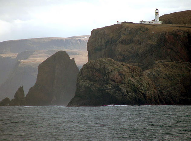 Cape Wrath from the sea, showing the sea cliffs and lighthouse